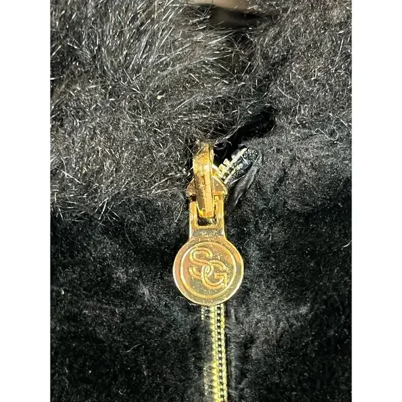 Susan Graver Black Reversible Coat Jacket Faux Fur Satin Hood S Small - Picture 13 of 13